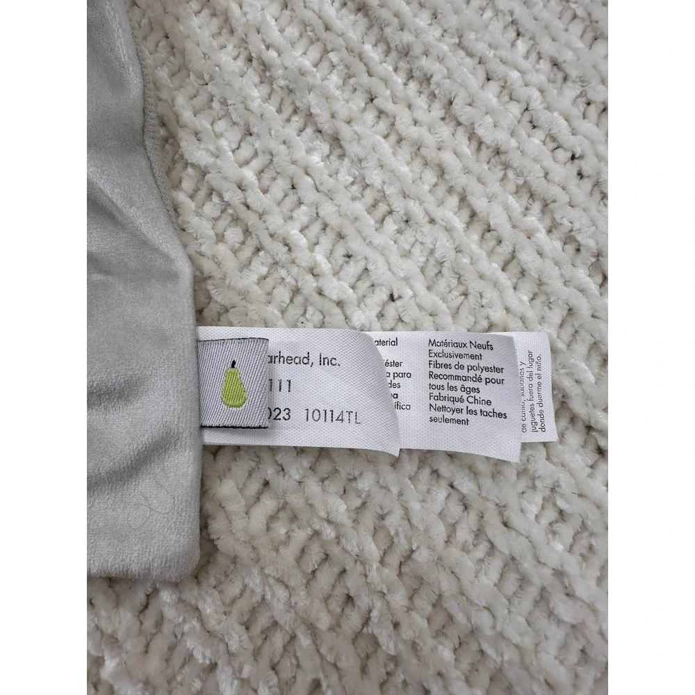 Pearhead Elephant Baby Security Blanket‎ Lovey Grey White Dash Print 83111